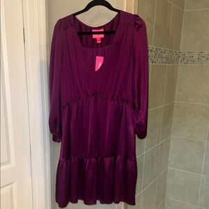 Lilly Pulitzer Deacon 3/4 Sleeve V-Neck Amarena Cherry Dress New w/ Tag Size 16
